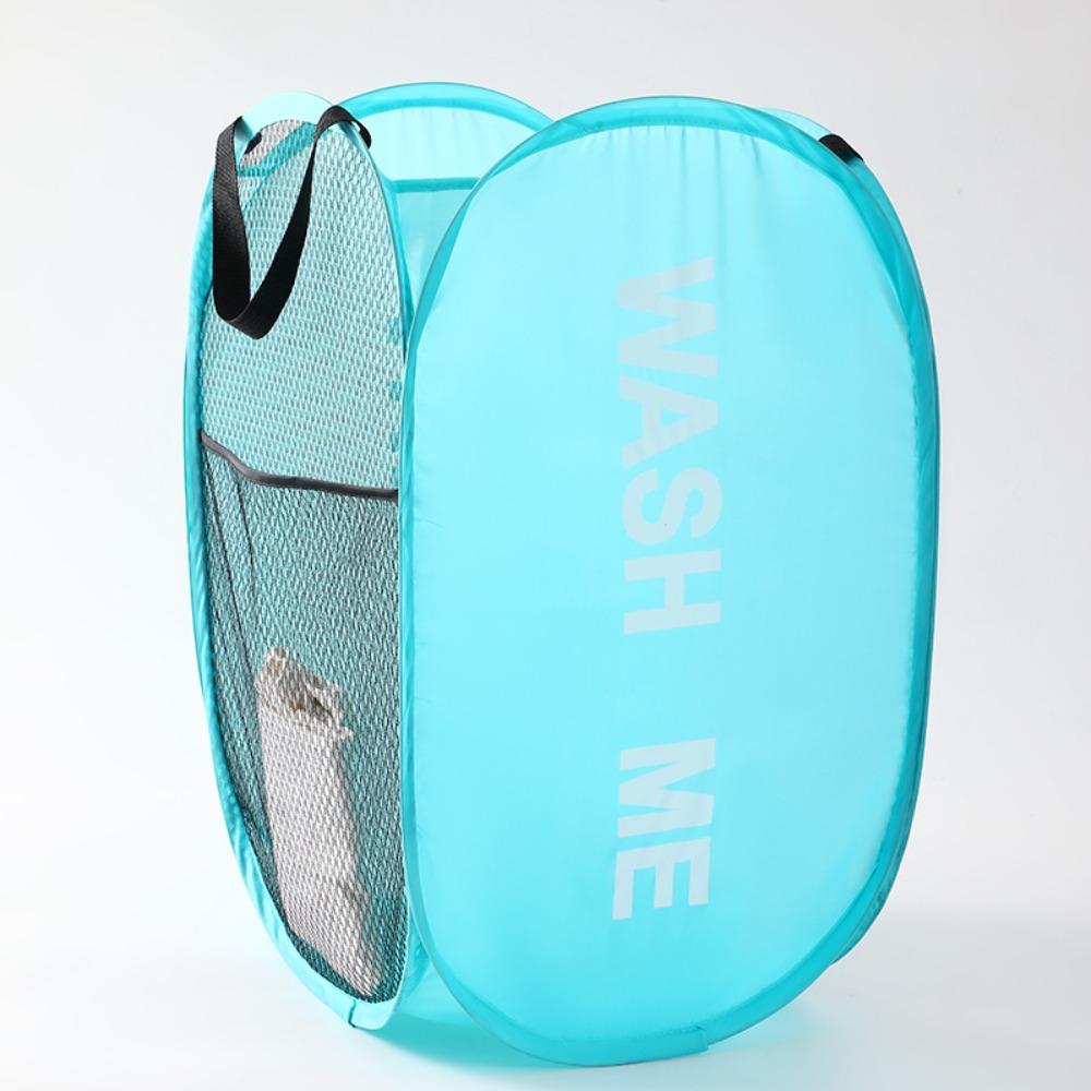 Portable Mesh Pop Up Laundry Hamper Wide Opening Breathable Collapsible Space-Saving Laundry Basket Dorm Travel Bathroom Items