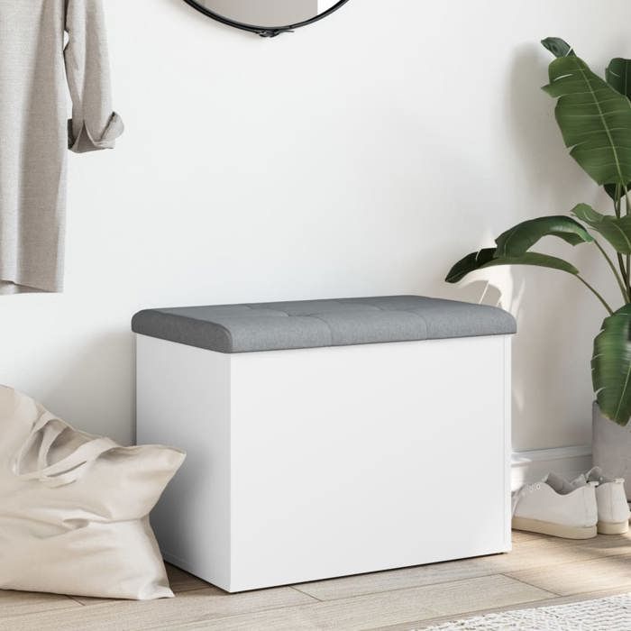 VidaXL Storage Bench, Storage Chest with Cushion, Organizer for Clothes Toys Hallway Living Room, Modern, White 835040