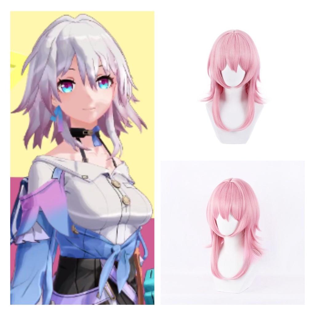 Sakura Pink Gradient Three Seven Cosplay Wig With Realistic Scalp