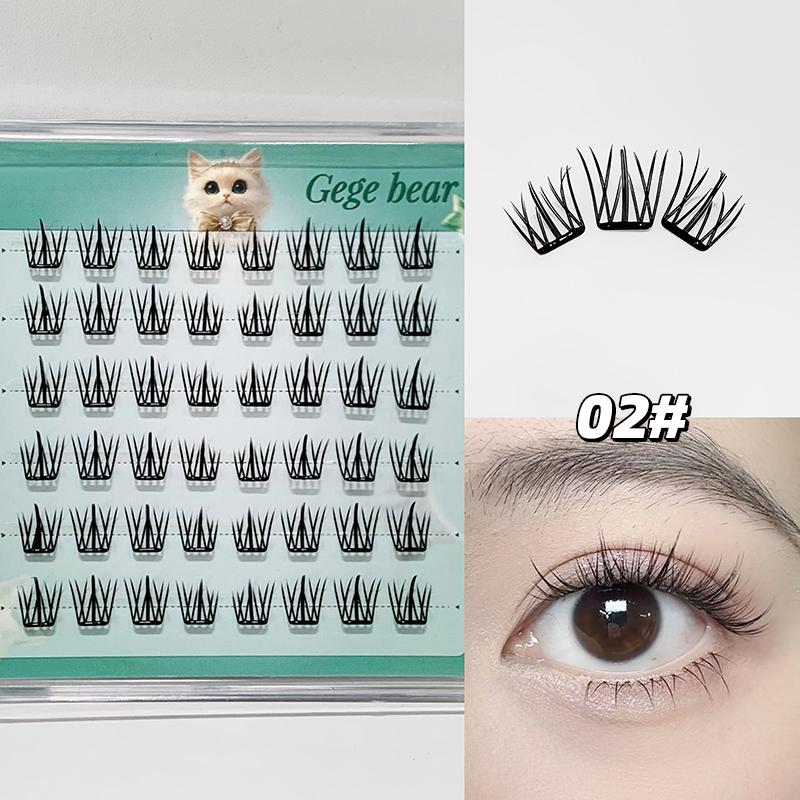 GEGE BEAR Naturalne komiksowe rzęsy C-Curl bez kleju, segmentowe rzęsy samoprzylepne, łatwe w noszeniu, idealne dla początkujących