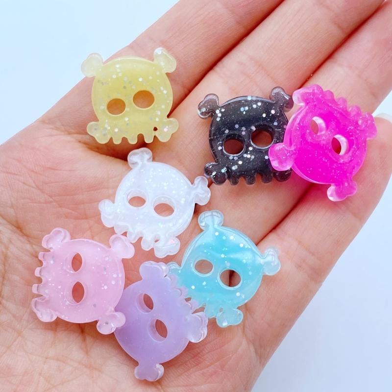 10Pcs New Cute Mini Halloween Skull Series Flat Back Resin Cabochons Scrapbooking DIY Jewelry Craft Decoration Accessories