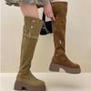 Two wear folded thick-soled boots for women in the autumn and winter of 2025, the new small thick-soled big-tube circumference is thin and tall boots.