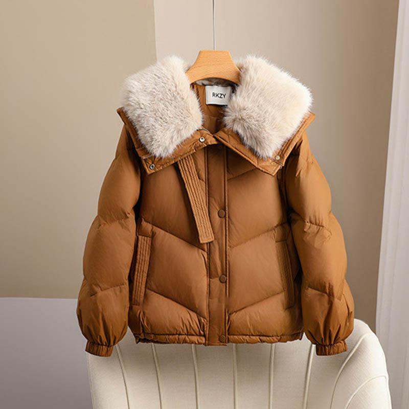 Coat for Women Thickened Plush Winter Windbreaker Oversize Waterproof Casual Zipper Down Jacket