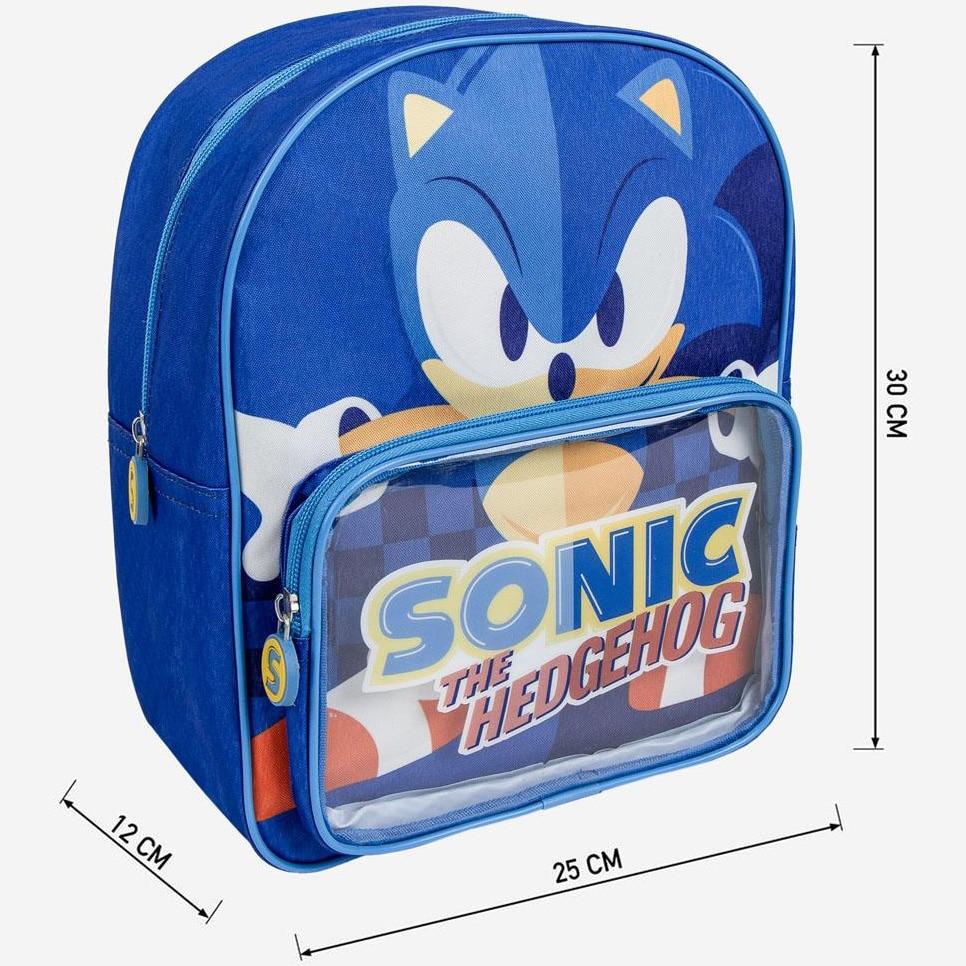 Sonic Kids Backpack with 1 Zipper 30x25x12cm Lightweight Durable School Bag for Boys Girls