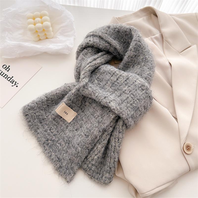 Diandian yarn contains knitted scarf medium and long shawl scarf versatile warm and cold-proof autumn and winter women's new models
