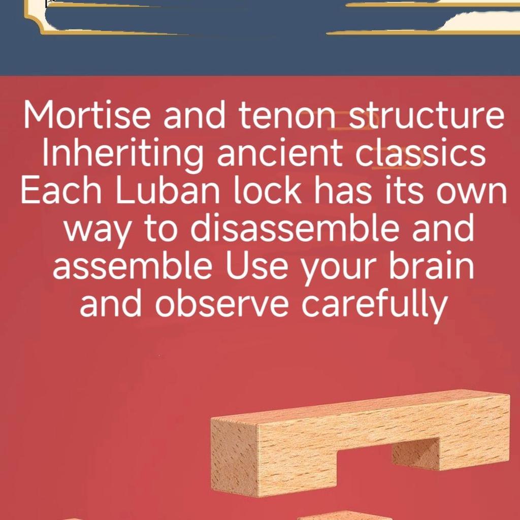 Kids Intelligence Luban Lock Full Set, Wooden Kongming Lock Puzzle Unlock Toys