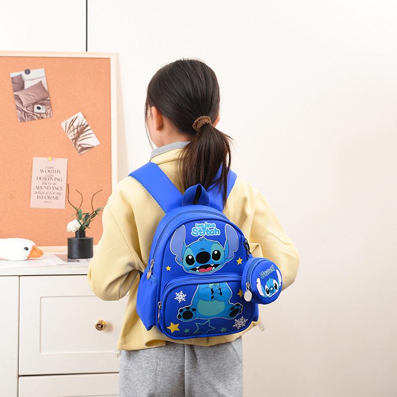 Kids Cartoon Stitch Backpack With Air Cushion Straps For School Travel