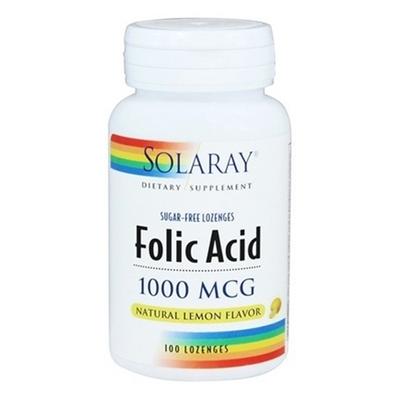 Solaray Folic Acid 1000mcg Natural Lemon Lozenge Sugar Free,Korean Health Food