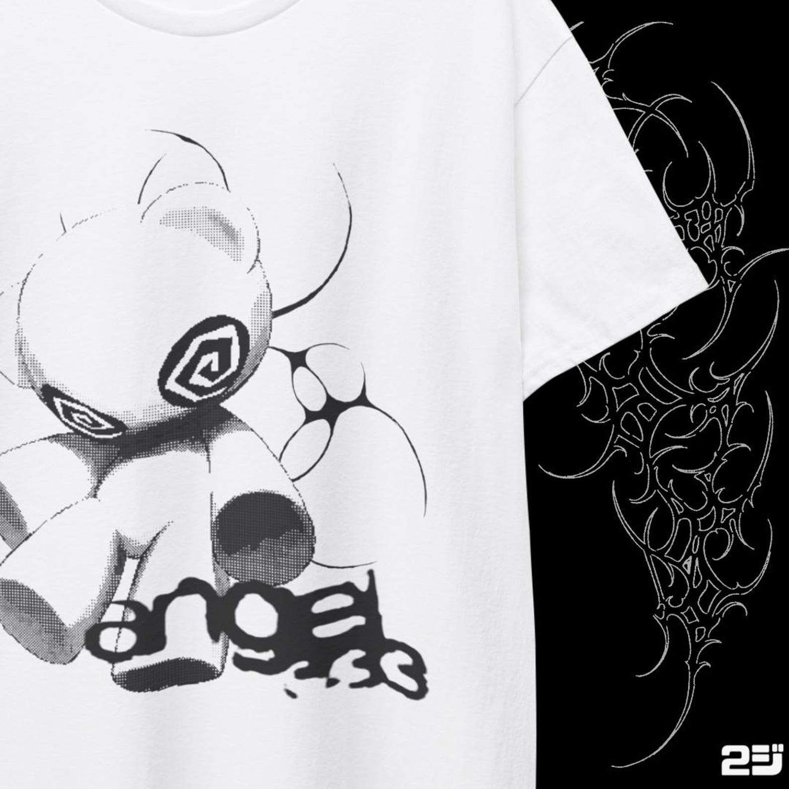 Psychedelic Streetwear T-Shirt - Angelcore Y2K Vintage Aesthetic, Unisex Tee, Graphic Bear Design, Grunge Vibes, Retro Fashion, Couple Gift M