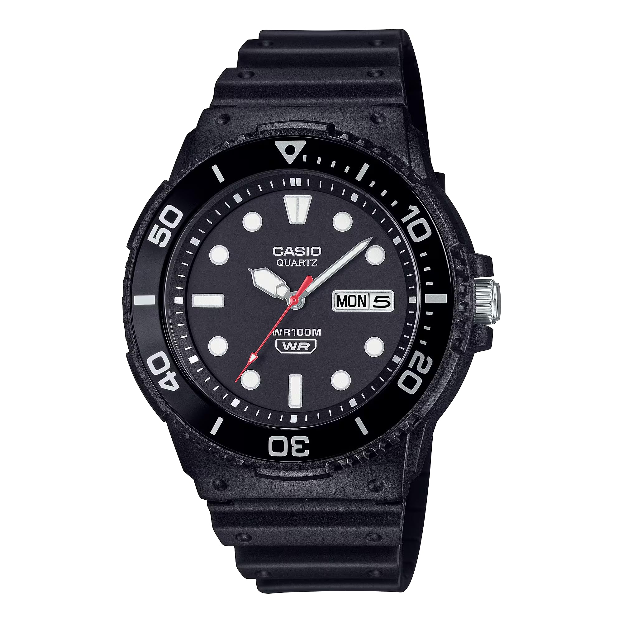 CASIO MRW-230H Analog Men s Watch 100M Water Resistance Aluminum Rotating Bezel Day Date Calendar Day-Date (Black) чёрный