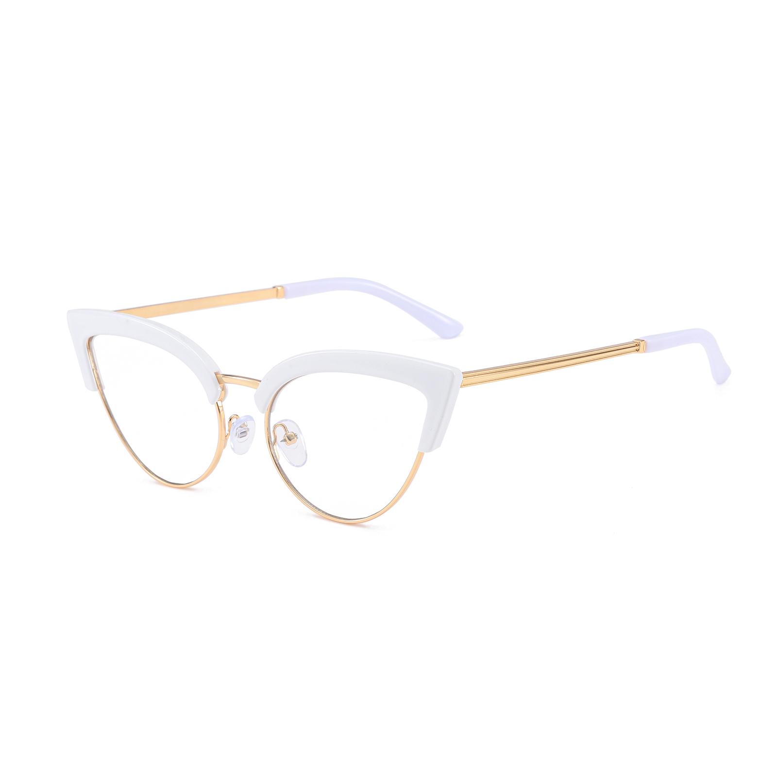 Latest Classic Cat Eye Eyewear Frame Latest Stylish Semi Metal Rim Women Eyewear Modern Design Non-prescription Eyeglasses