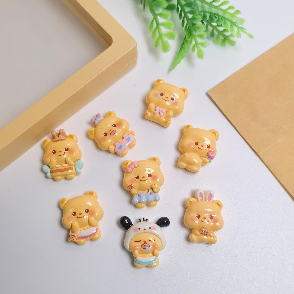 Cute Bear Flatback Resin Cabochon Cartoon Bear Charms for DIY Crafts Nail Art Scrapbooking Embellishments