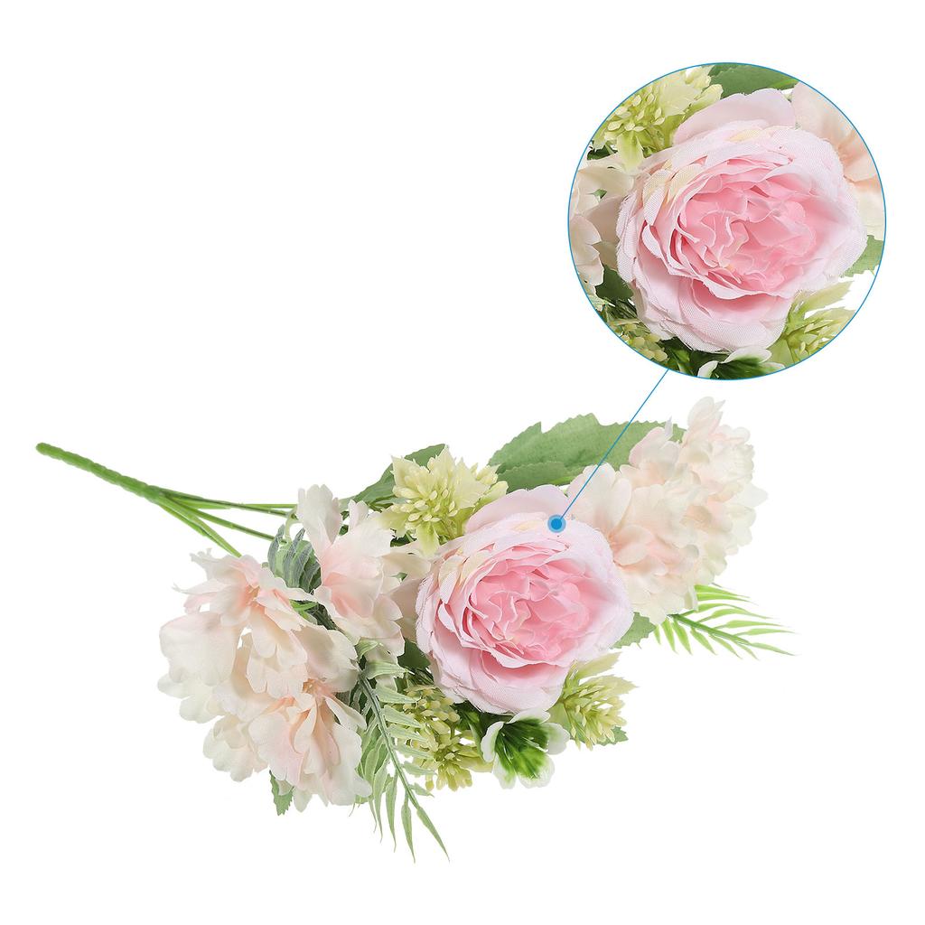 5-gałązkowa sztuczna piwonia i hortensja z jedwabiu ze łodygą, 2 szt. sztucznych kwiatów, sztuczne piwonie, dekoracja bukietu na ślub, do domu, biura