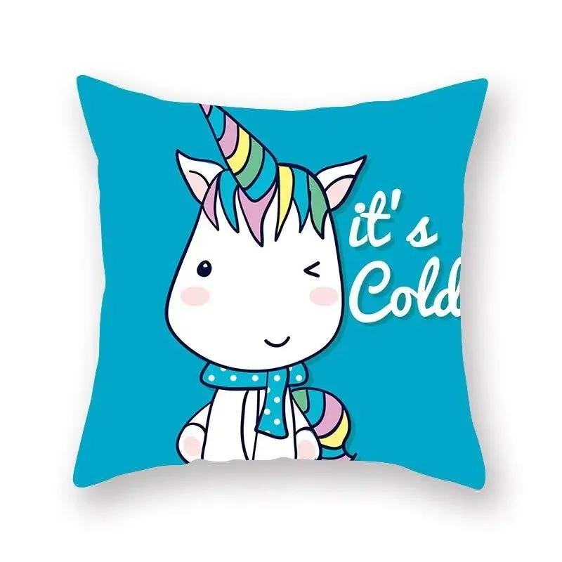 Einhorn-Print Kissenbezug Partydekoration Geburtstag Pfirsichhaut Kissenbezug