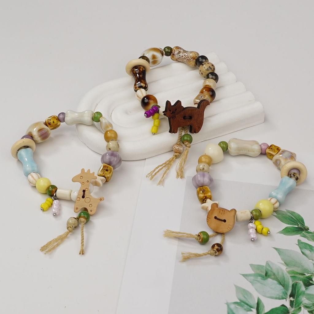 Jingdezhen ceramic beaded cute and fresh cat giraffe jewelry bracelet wholesale sweet source