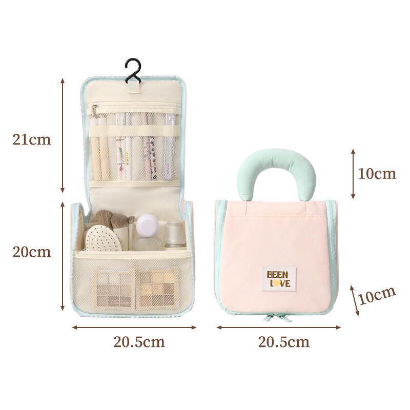 Portable Large Capacity Cute Makeup Bag with Hook for Travel and Business Trips