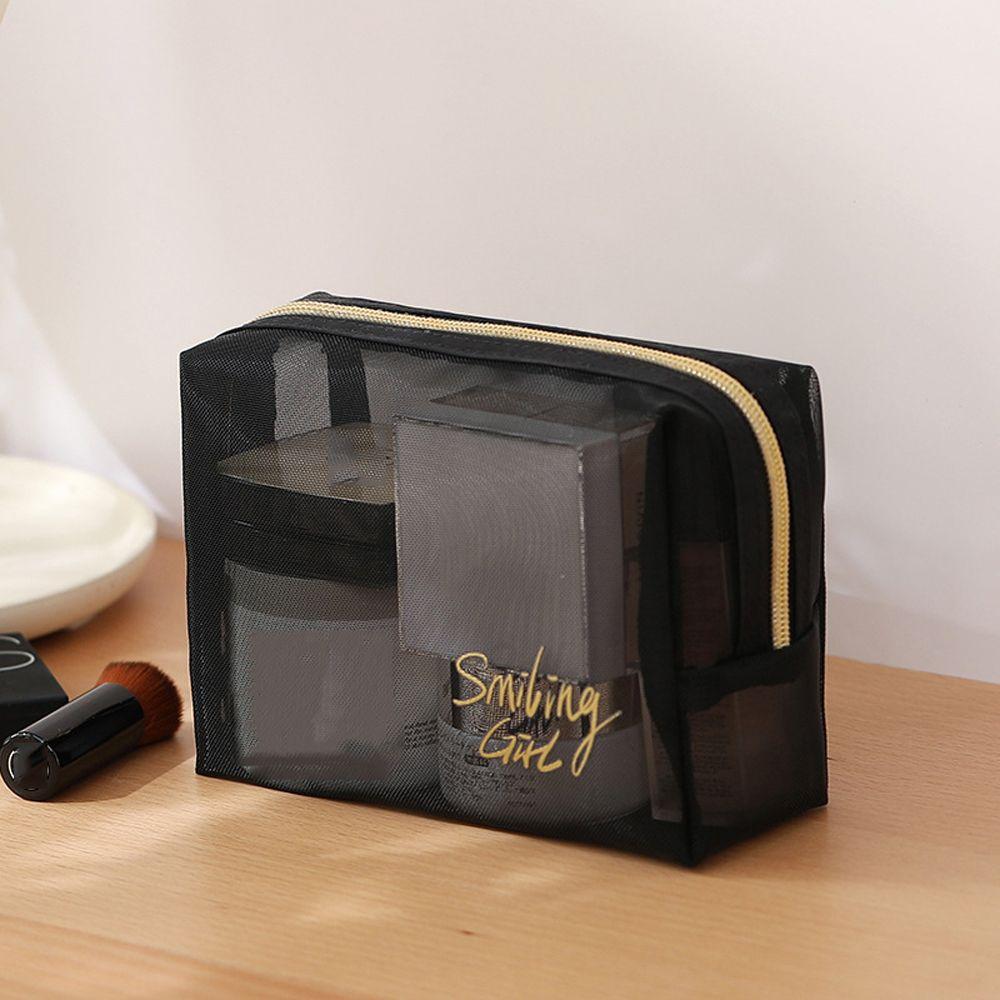 

Black Mesh Travel Wash bag Handbag Cosmetic Storage Bag Toiletry Bag Makeup Bag Cosmetic Organizer 5