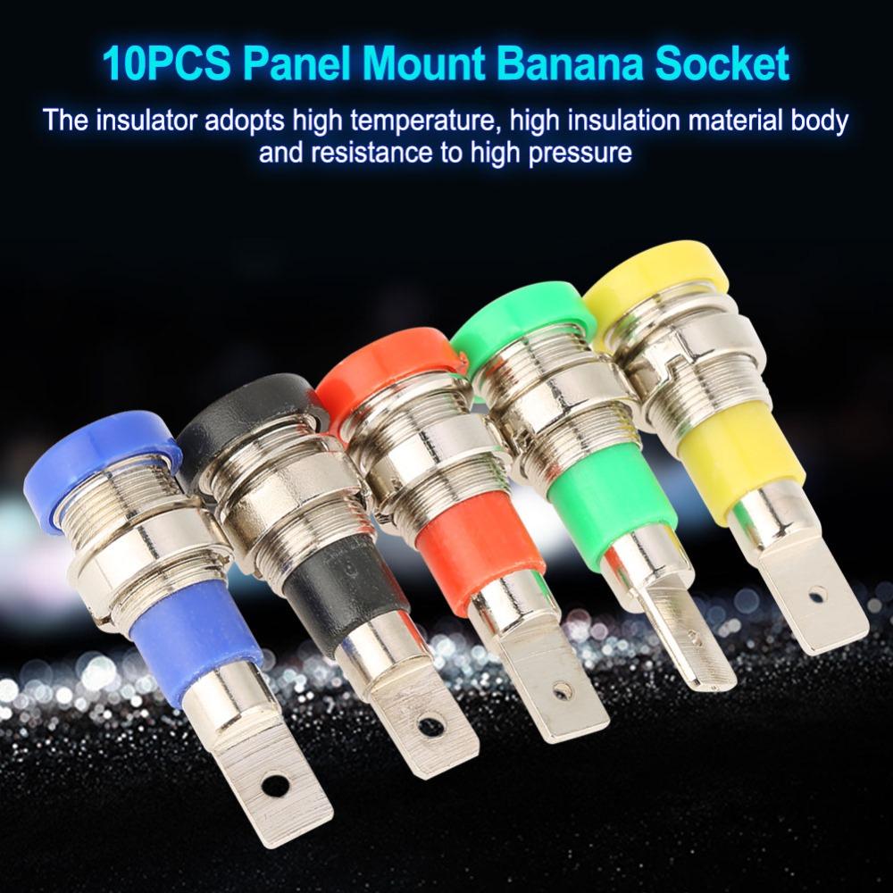 10 PCS 4.0mm Banana Jack Socket Mixed Color Female Adapter Panel Mount Banana Socket Banana Binding Post Test Probes