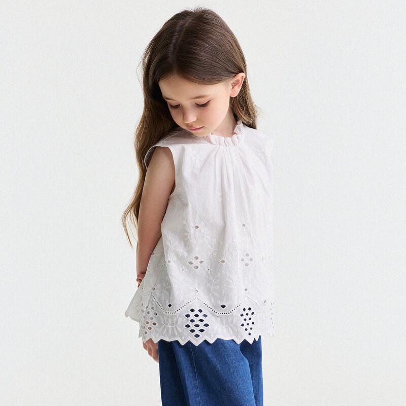 Girls  French Lace Cotton Vest 120