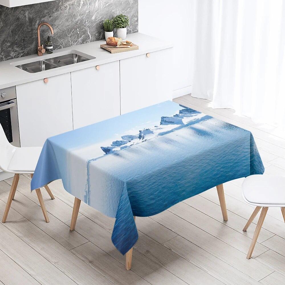 Natural Scenery Tablecloth Outdoor Camping  Anti-fouling Waterproof Rectangular  Home Table Decoration