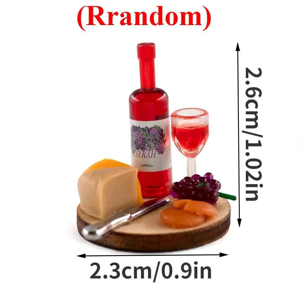 

Miniature Wine & Cheese Board Red Wine Bottle Dollhouse Decoration Accessories Mini Dinner Realistic Food Drinking Kitchen Bar
