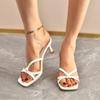 Fashion Women Sandals 2025 New Leather Sandals Big Size Sexy High Heels Slippers Women Open Toe Summer Shoes Female Zapatos De Mujer