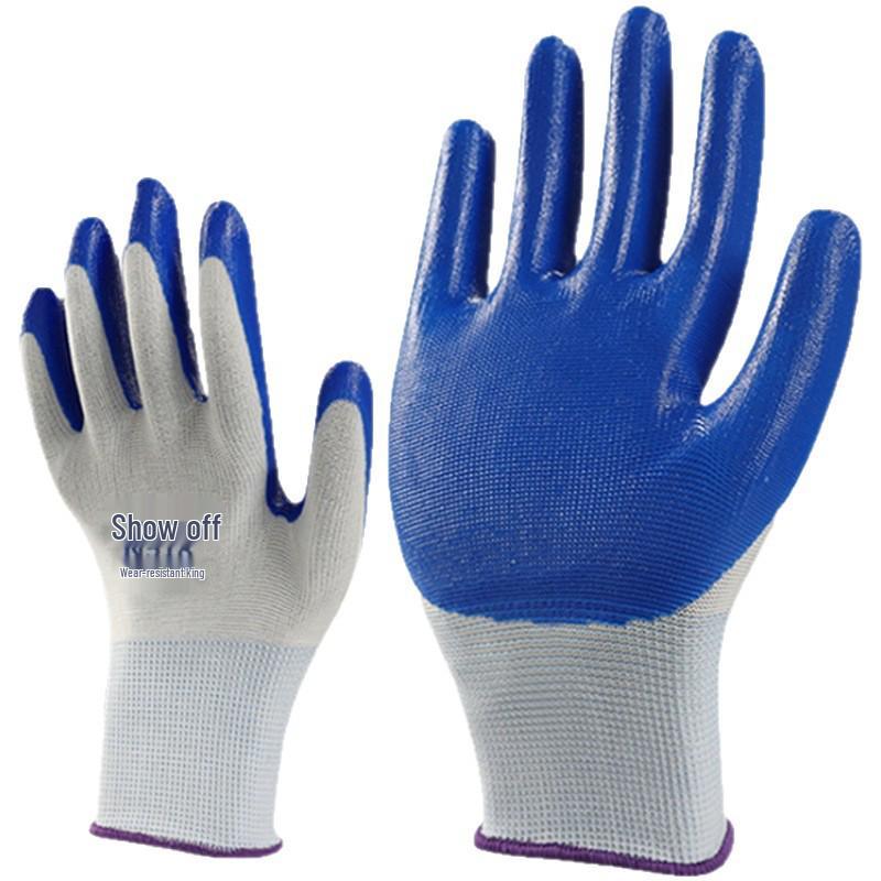 Waterproof Non-Slip Nitrile Latex Work Gloves for Construction & Auto Repair