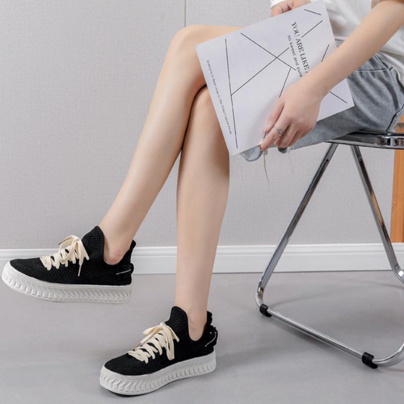 Fashion Women Mesh Breathable Shoes Thick Sole Comfortable Casual Shoes Lightweight Sports Platform Lace Up Women's Vulcanized Shoes