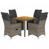 VidaXL Garden Bistro Set 5 Pcs Grey Cushions Poly Rattan, Garden Bistro Set, Balcony Set, Set 3276886