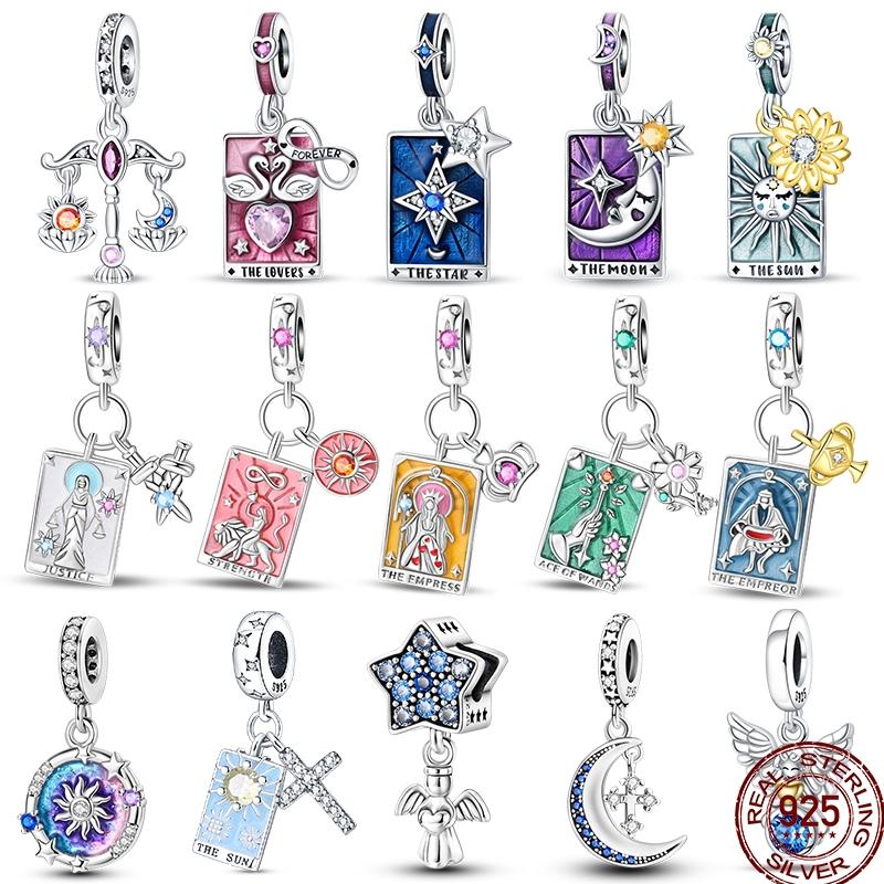 Copper Tarot Star Moon Sun Cross Bible Holy Blessing Amulet Beads Fit 3Mm Pan Original Bracelet Diy Gift