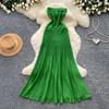 High-end seaside vacation knitted long dress for women, sexy waist and thin temperament, royal sister tube top medium and long dress