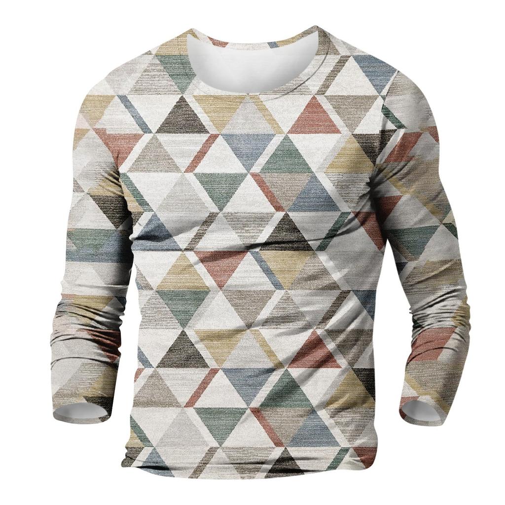 Men's T Shirt Graphic Abstract Neck Clothing Apparel Outdoor Long Sleeve Print Fashion Designer Vintage