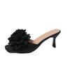 Foreign Trade New Large Size Flower High Heel Slippers Women's Head Fish Mouth Fine Heel Fashion Cool Slippers Wish Source