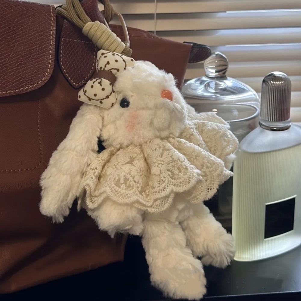 Long-eared Plush Rabbit Pendant Hanging Decoration Stuffed Rabbit Bunny Keychain Women Girls