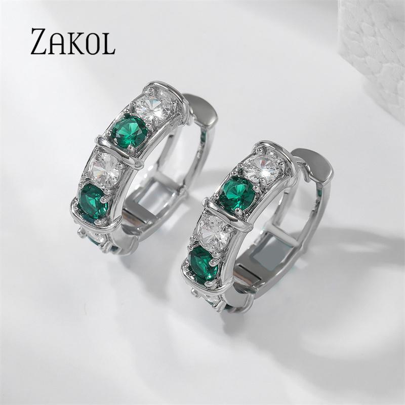 ZAKOL Cute Romantic Lovely Clear Stone Flower Convenient Simple Earrings Copper Cubic Zirconia For Women Party Jewelry EP2120