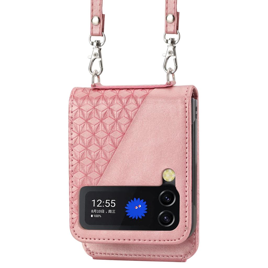 Lanyard Cards Slot Wallet Leather Case for Samsung Galaxy Z Flip 6 5 4 3 Flip3 5G Anti-Scratch Flip4 Shockproof Crossbody Cover