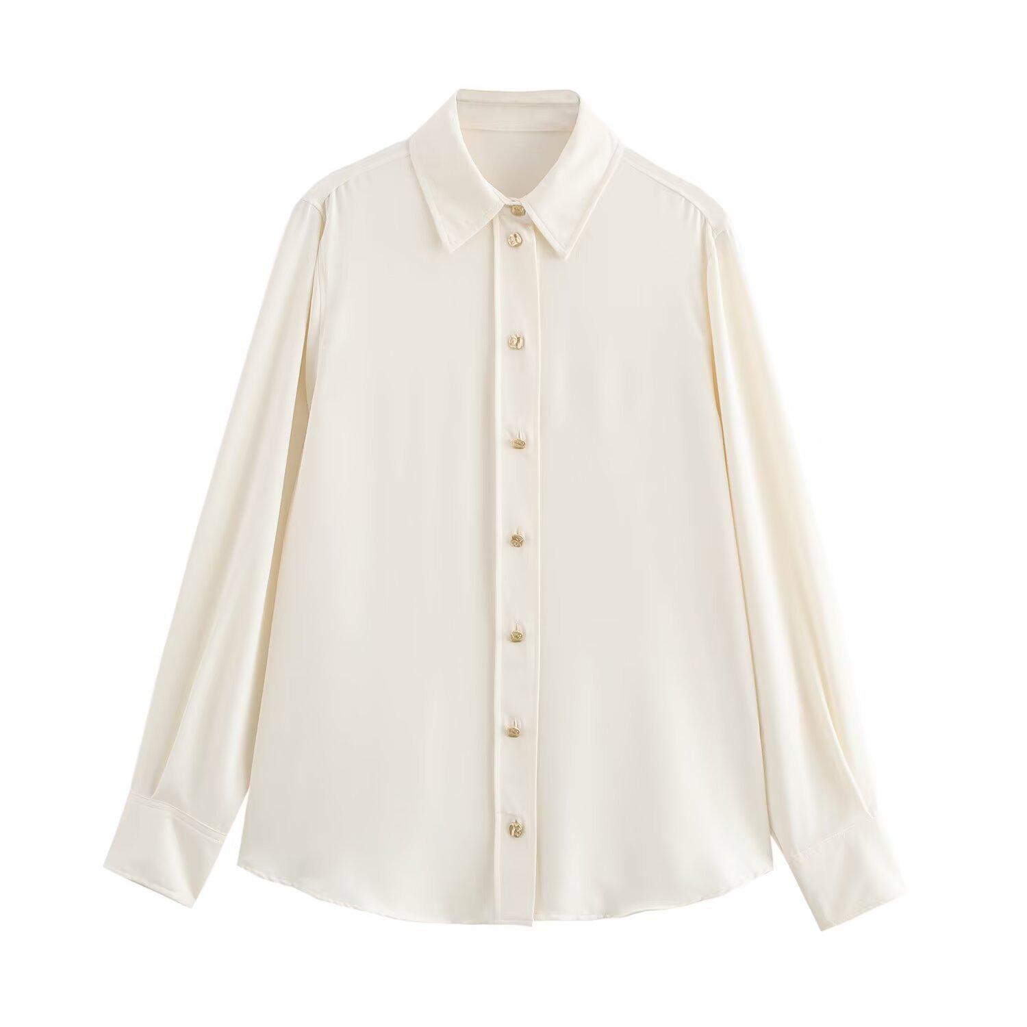 

ZARZ DIY Женская универсальная модная рубашка – Европейский и американский стиль с золотыми пуговицами в ряд (7969242) Medium