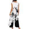 Women's Fashion Casual Button Sleeveless Jumpsuit Floral Flower Print Cotton Pocket Jumpsuit