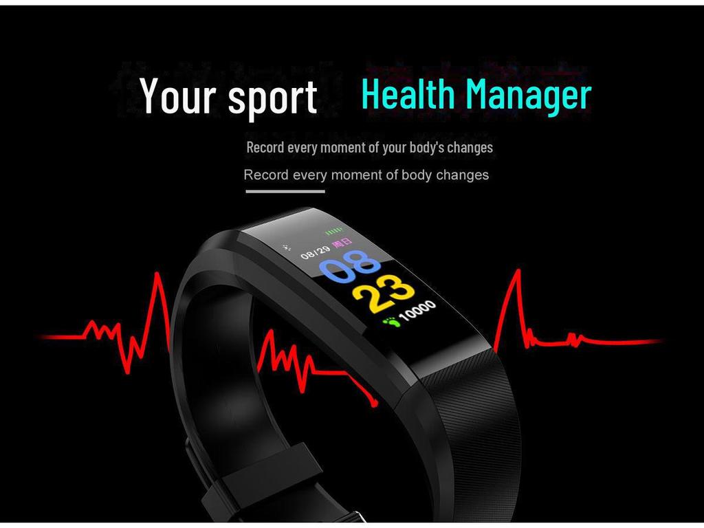 Braccialetto Smart ID115 Plus con Schermo a Colori - Pedometro Sportivo Impermeabile con Sincronizzazione Bluetooth, Monitoraggio Frequenza Cardiaca e Pressione Sanguigna