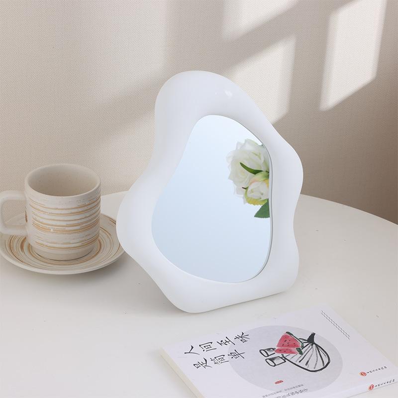Fashion Silver Decorative Mirrors Electroplated Laser Makeup Mirror for Women Corrugated Irregular Cosmetic Mirror Room Decor