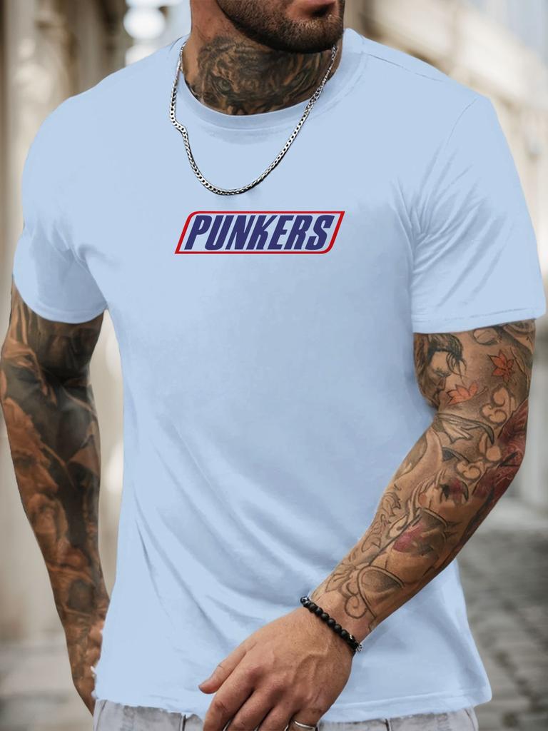 Kurzarm T-Shirt PUNKERS Herren 100% Baumwolle Musterbedrucktes Hemd Sommer Rundhals Atmungsaktiv Lässig Mode Cooles T-Shirt