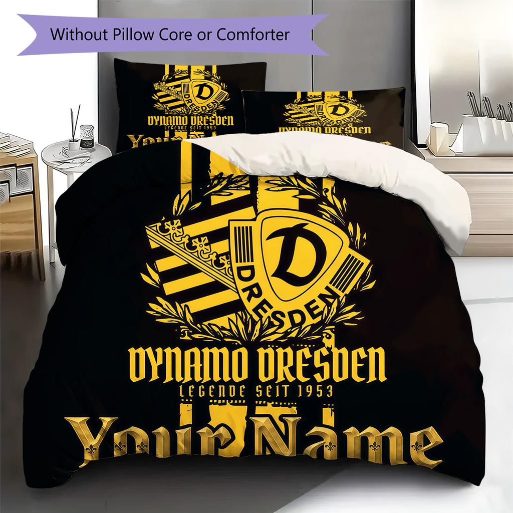 Benutzerdefinierter Name Dynamo Dresden Legende Bettwäsche, Steppbett-Set Bettbezug Kissenbezug Zuhause Geburtstagsgeschenk (1 Bettbezug + 2 Kissenbezüge, ohne Füllung)