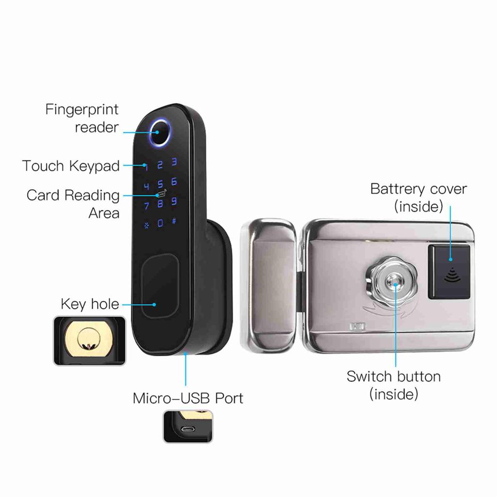 Smart Fingerprint Door Lock APP Timing Electronic Keyless Keypad Entry Door Lock with 6 Unlocking Wa