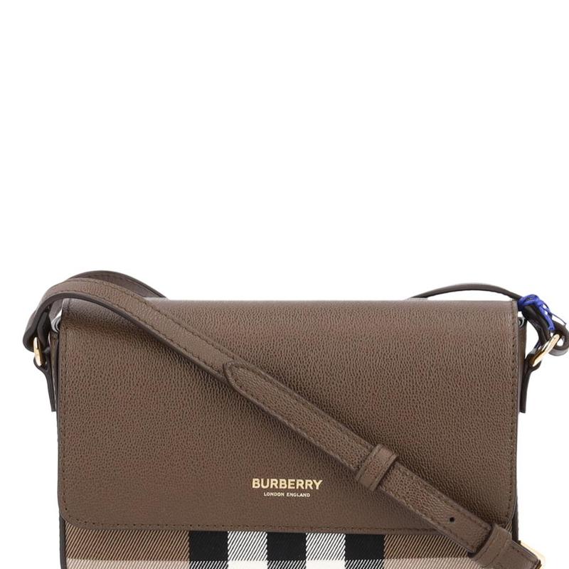 Burberry Borsa a tracolla in pelle e tela con design Color Block da donna Marrone 81111721