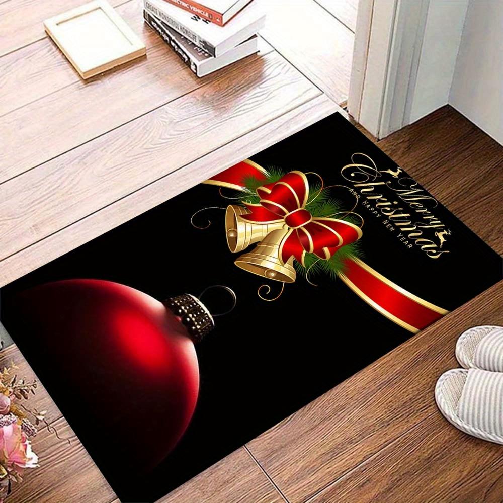 

1pc Christmas Bells and Lights Area Rug, Slip-Resistant, Easy-Clean, Stain-Resistant, Perfect for Cozy Living Rooms, Bedrooms, Kitchens, Off 60cm by 90cm