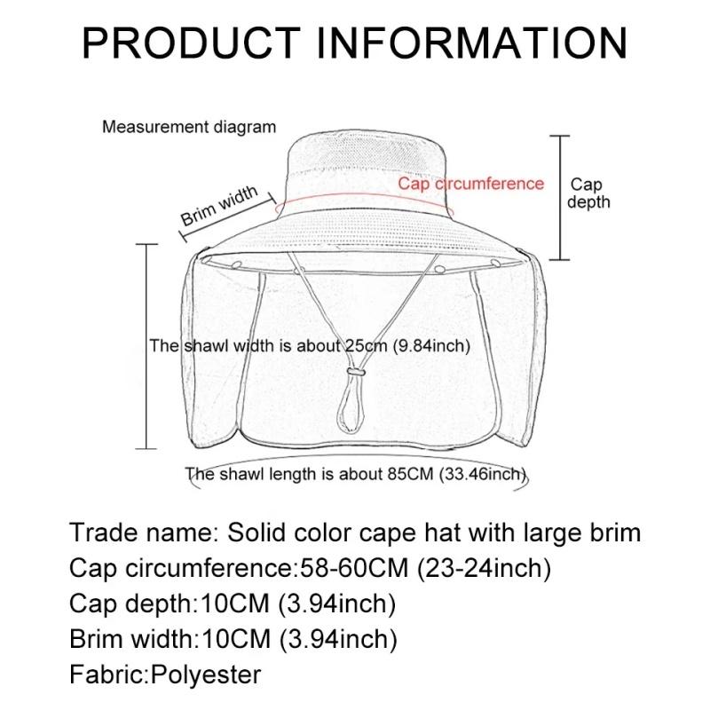 Outdoor summer neck protection sun shading fishing bike hat sun protection mask hat oversized Brim dual-purpose fisherman hat