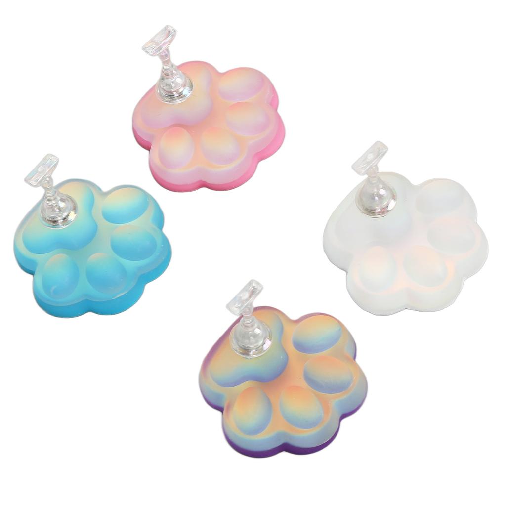 4pcs Nail Art Display Stand Cat Paw Shaped Magnetic Bottom Nail Tip Holder for Salon Use