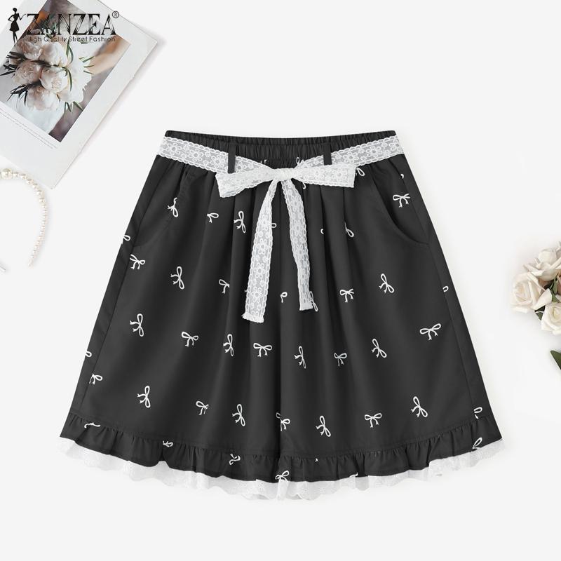 ZANZEA Women Casual Elastic Waist Loose Summer Print Shorts