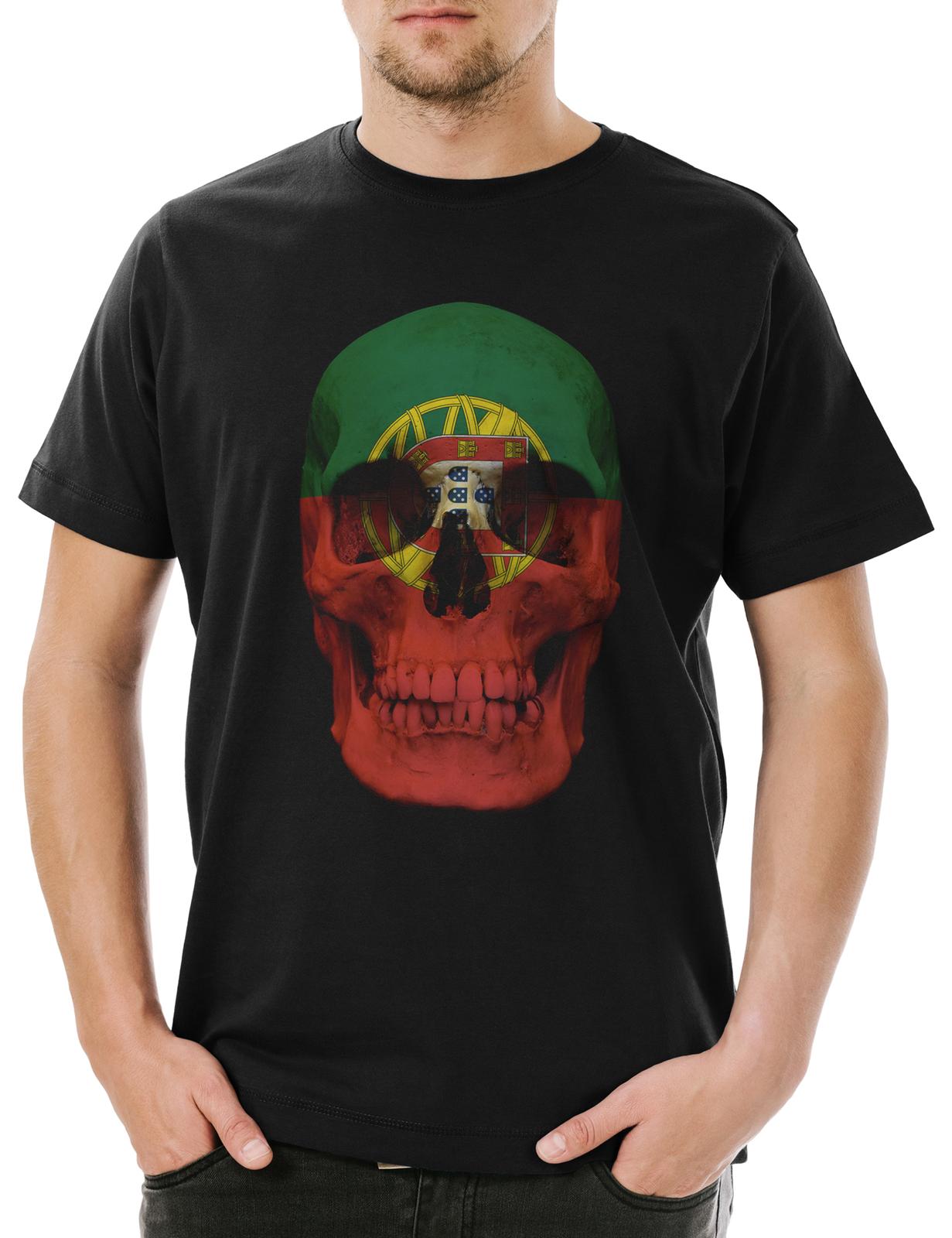 

Classic Portugal Skull Flag Men s T-Shirt Mens Womens Tees Top Skull Skull Banner Flag 3XL