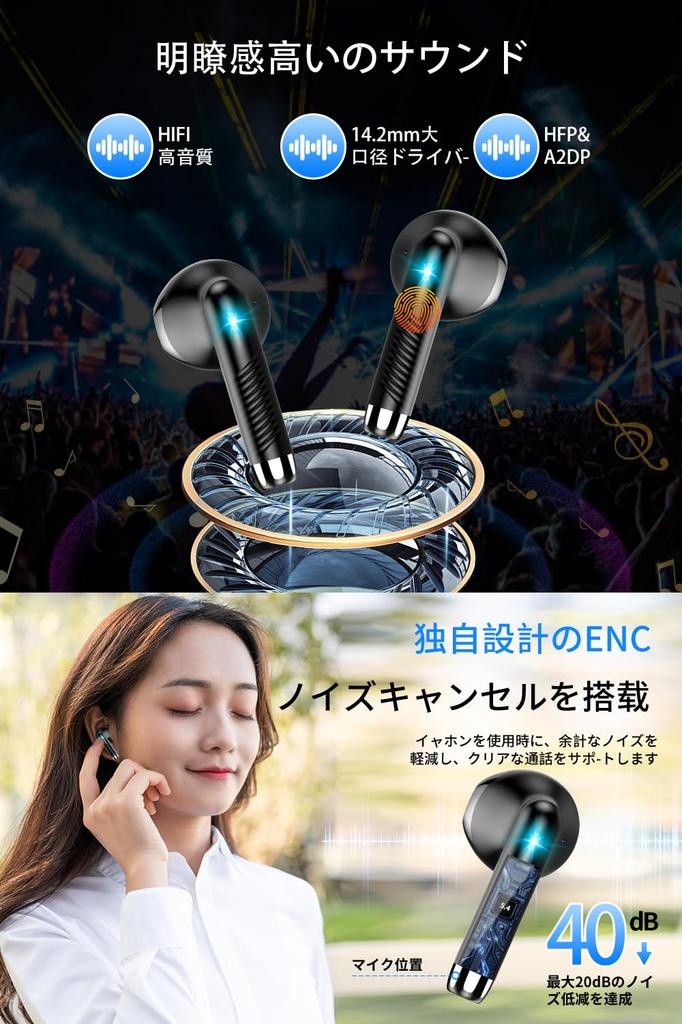 Bluetooth Wireless Earphones Latest Bluetooth Bluetooth ENC Call Noise Cancelling HiFi Sound Quality Bluetooth Earphones Long Playtime Bluetooth